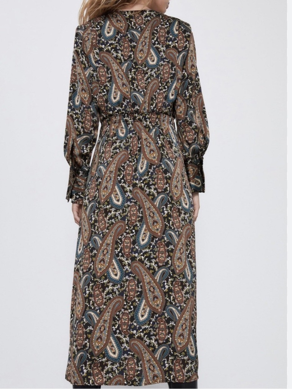 Zara Women’s Paisley Long Sleeve Dress in Multicolor - Picture 2 of 5